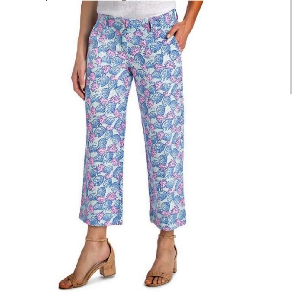Vineyard Vines Pineapple Print Linen Pant Size 2